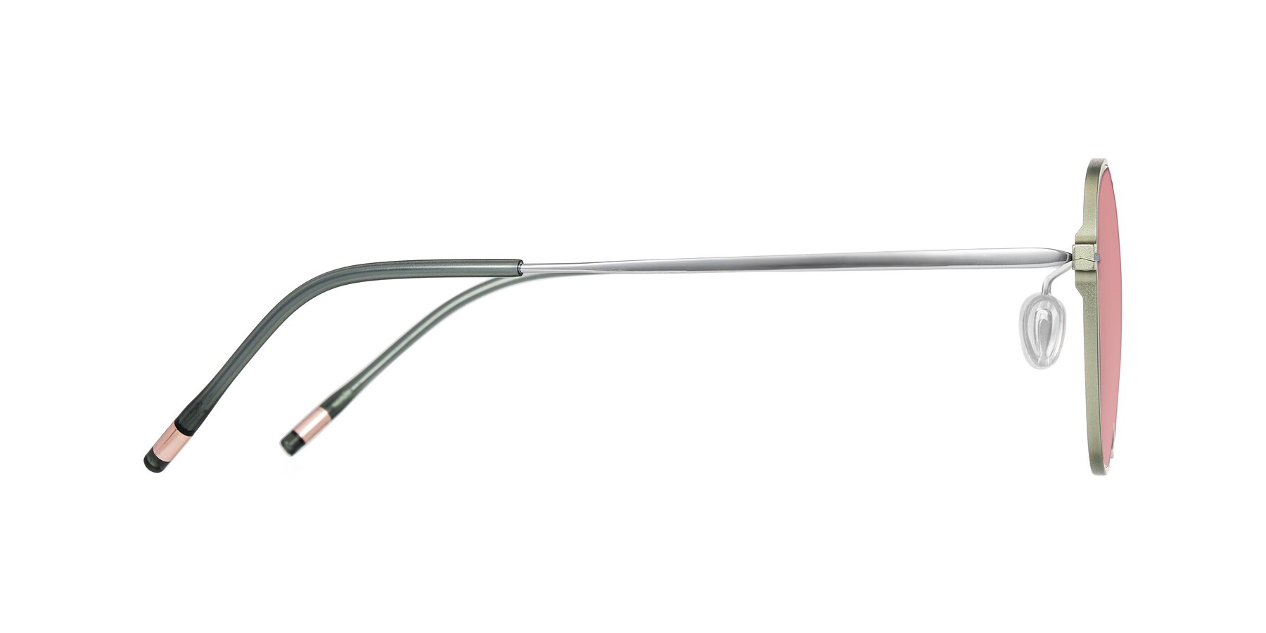Side of Lytle in Matte Olive/Silver with Medium Garnet Tinted Lenses