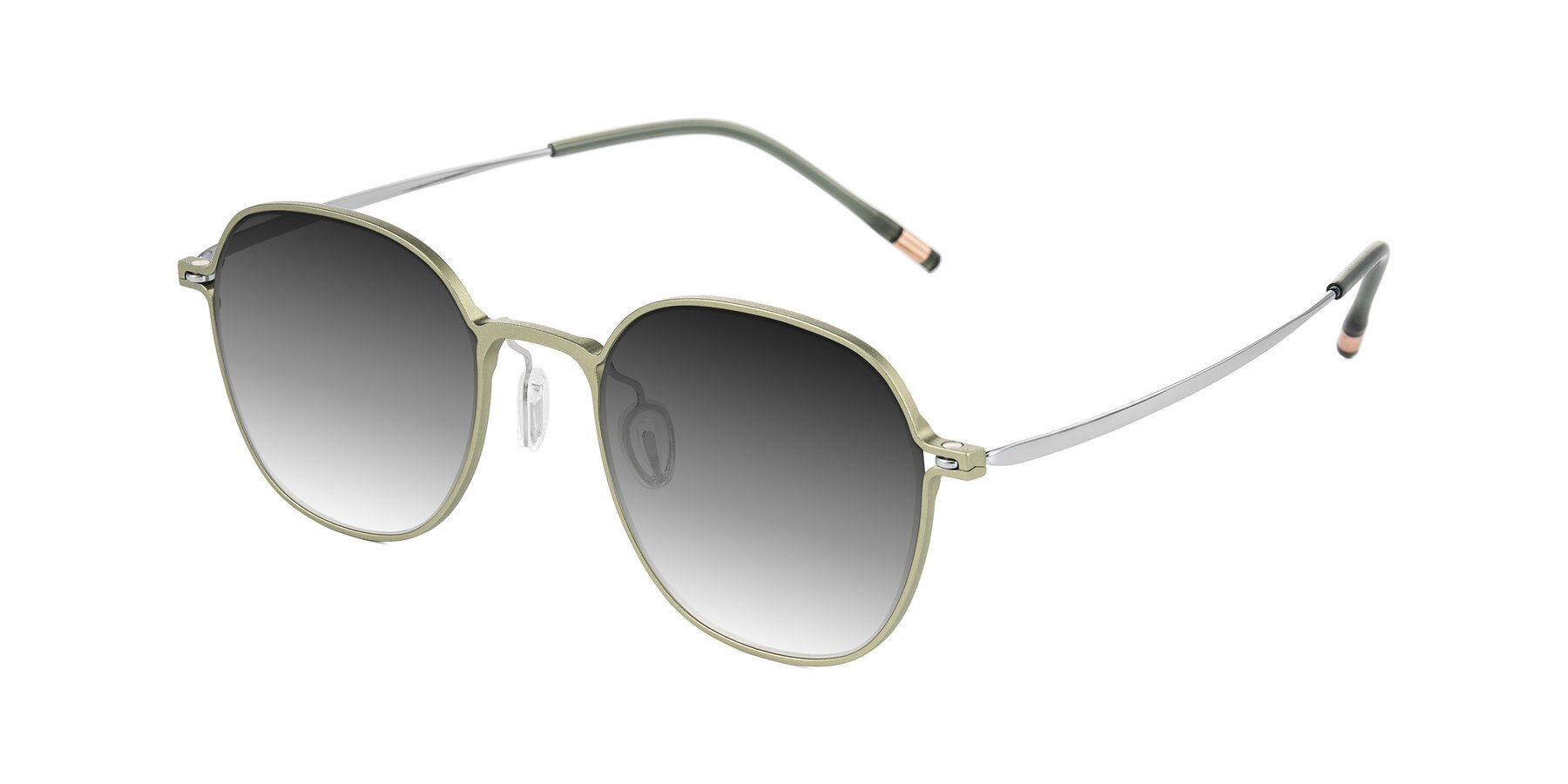 Angle of Lytle in Matte Olive/Silver with Gray Gradient Lenses