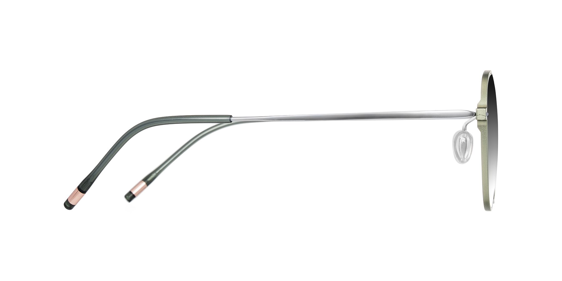 Side of Lytle in Matte Olive/Silver with Gray Gradient Lenses