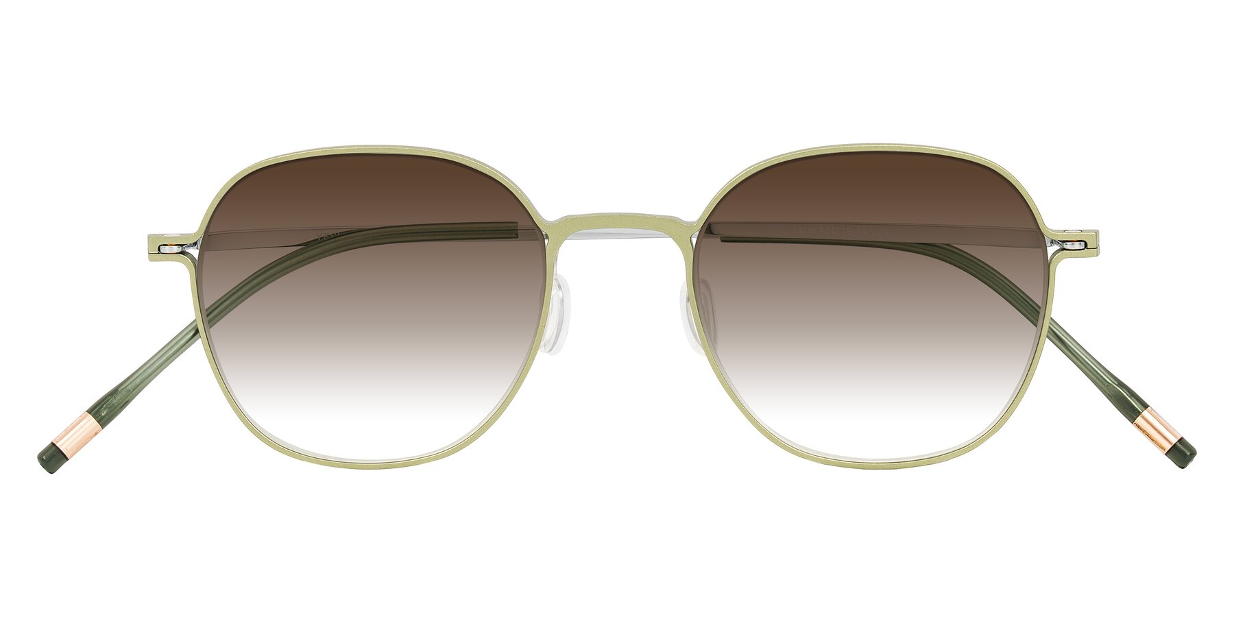Folded Front of Lytle in Matte Olive/Silver with Brown Gradient Lenses