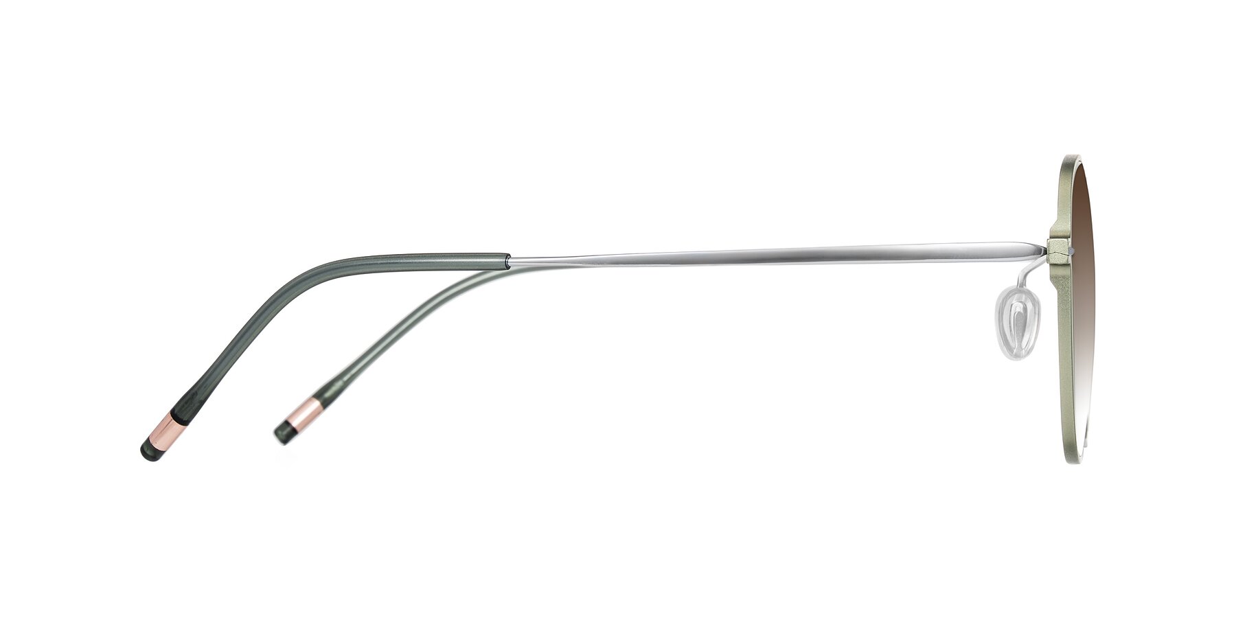 Side of Lytle in Matte Olive/Silver with Brown Gradient Lenses