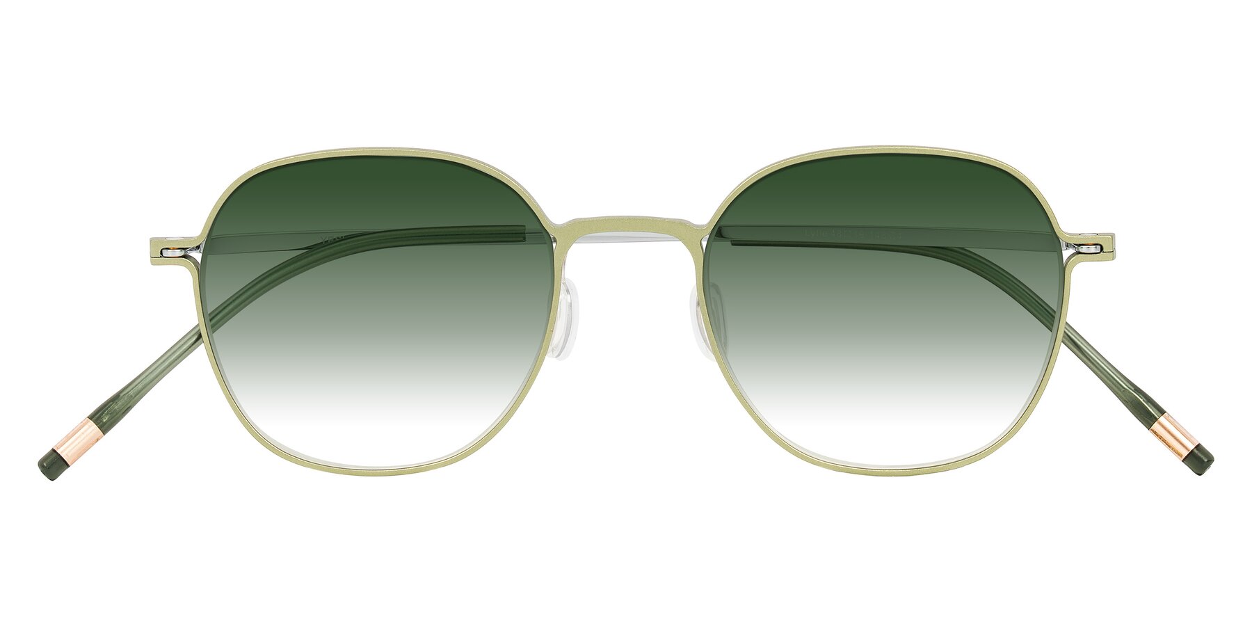 Folded Front of Lytle in Matte Olive/Silver with Green Gradient Lenses