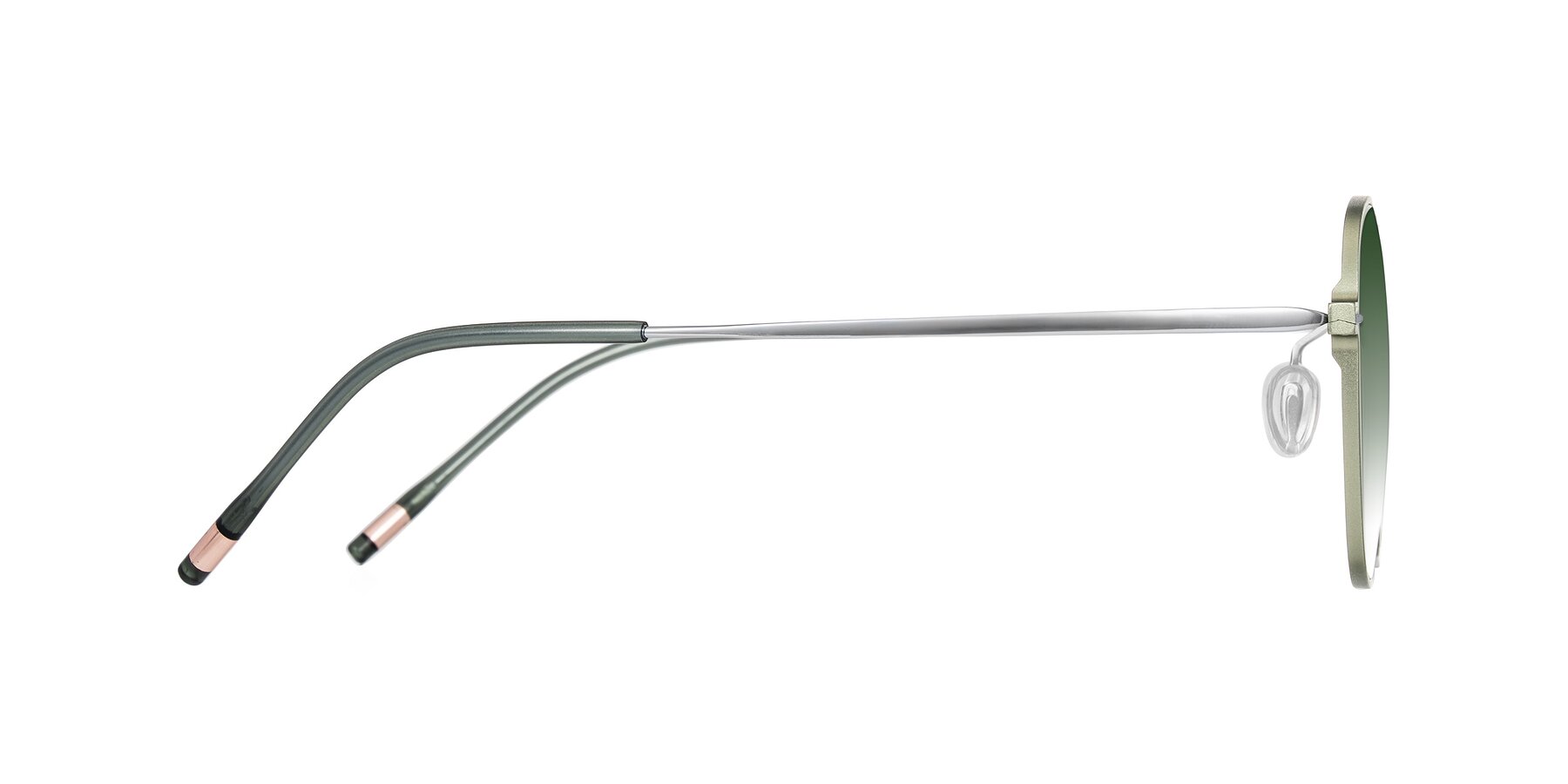 Side of Lytle in Matte Olive/Silver with Green Gradient Lenses