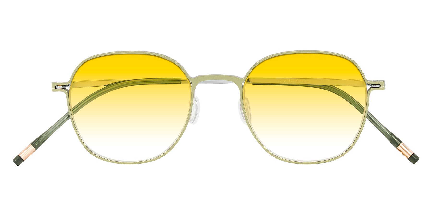 Folded Front of Lytle in Matte Olive/Silver with Yellow Gradient Lenses