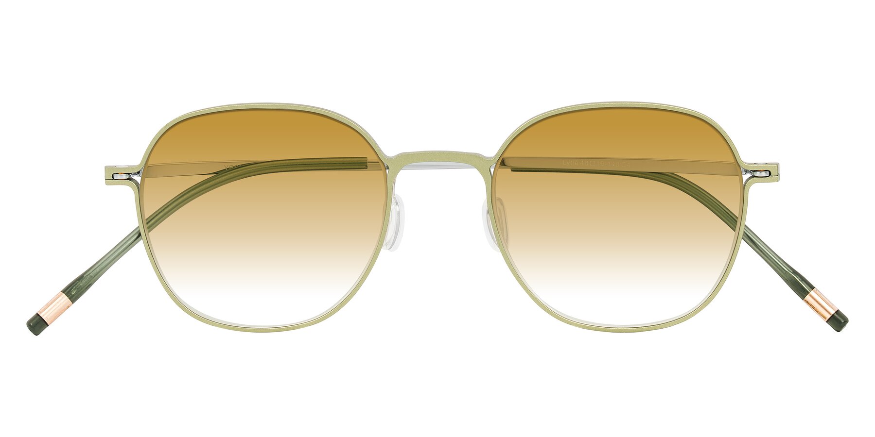 Folded Front of Lytle in Matte Olive/Silver with Champagne Gradient Lenses