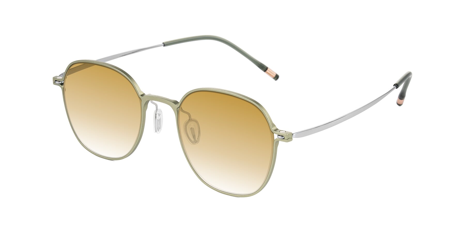 Angle of Lytle in Matte Olive/Silver with Champagne Gradient Lenses