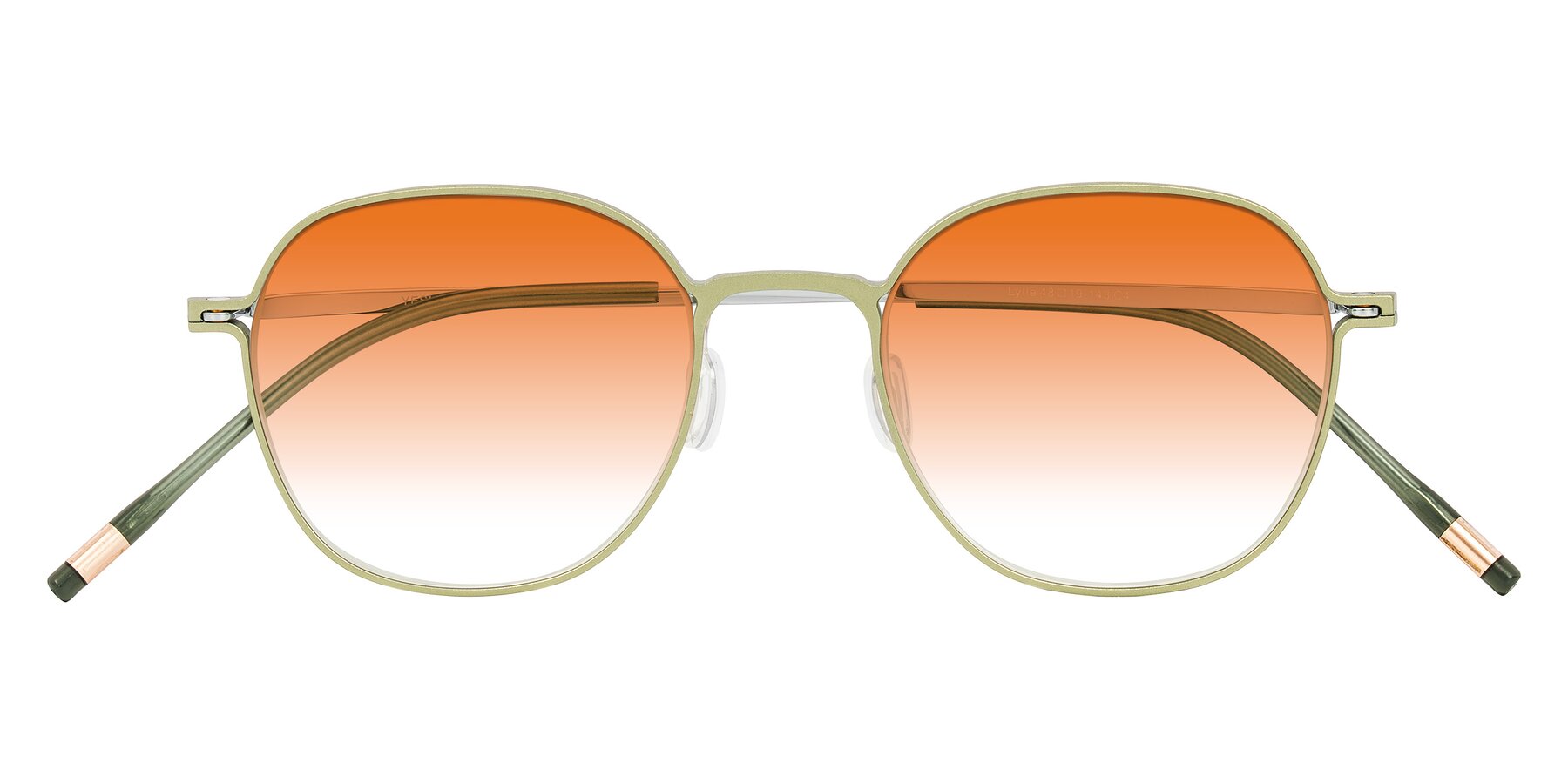 Folded Front of Lytle in Matte Olive/Silver with Orange Gradient Lenses