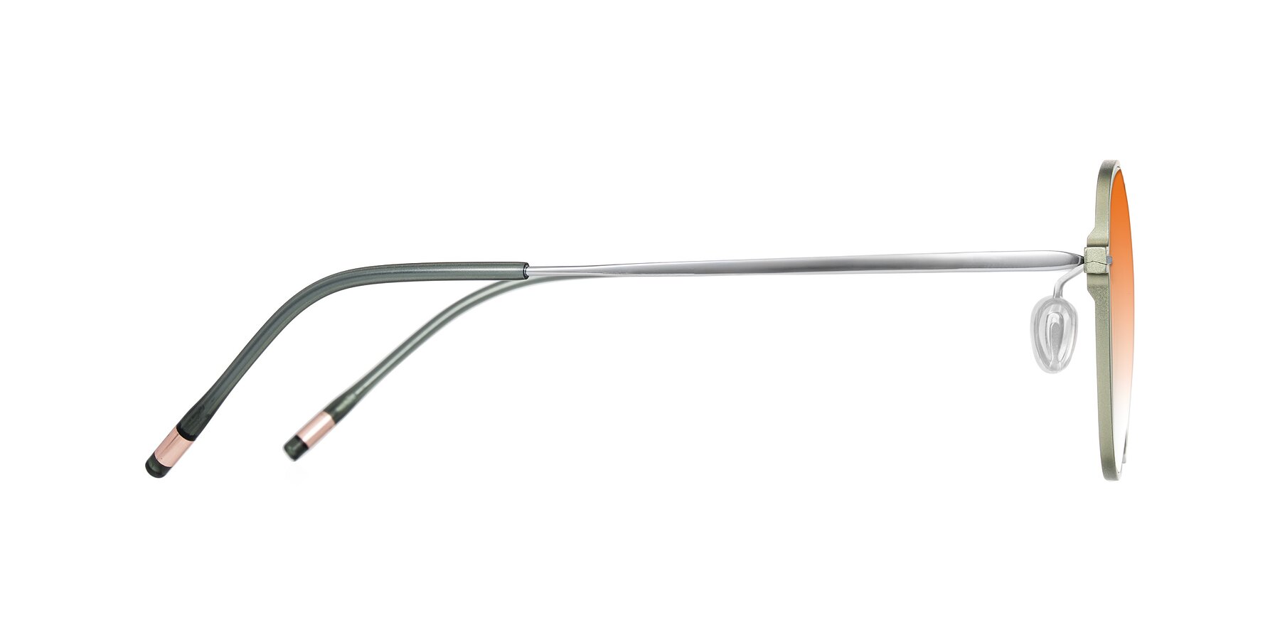 Side of Lytle in Matte Olive/Silver with Orange Gradient Lenses