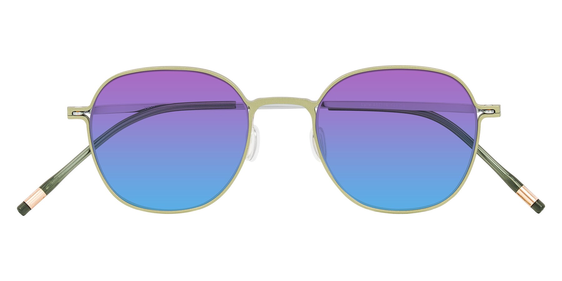 Folded Front of Lytle in Matte Olive/Silver with Purple / Blue Gradient Lenses