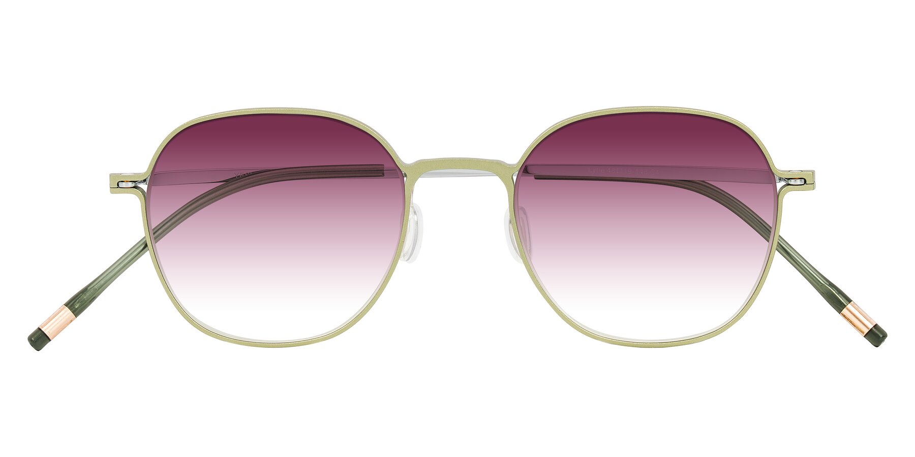 Folded Front of Lytle in Matte Olive/Silver with Wine Gradient Lenses