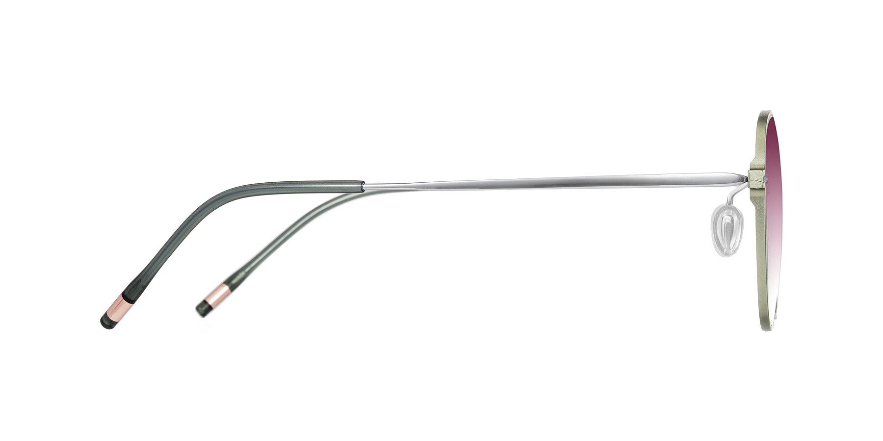 Side of Lytle in Matte Olive/Silver with Wine Gradient Lenses