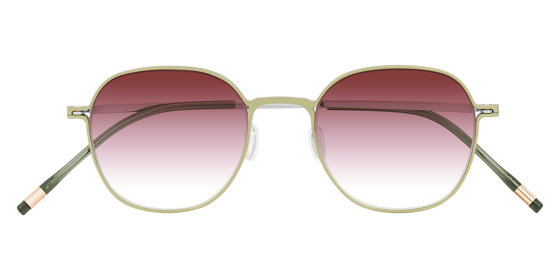 Folded Front of Lytle in Matte Olive/Silver with Garnet Gradient Lenses