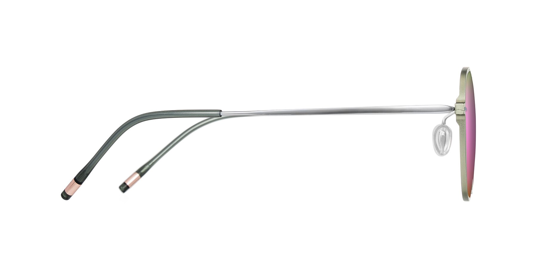 Side of Lytle in Matte Olive/Silver with Pink Mirrored Lenses