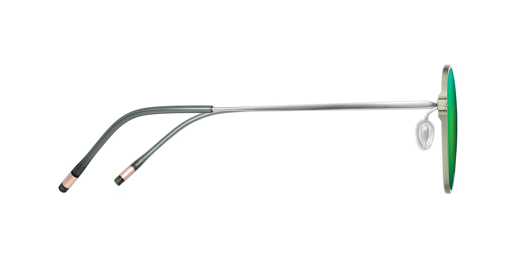 Side of Lytle in Matte Olive/Silver with Green Mirrored Lenses