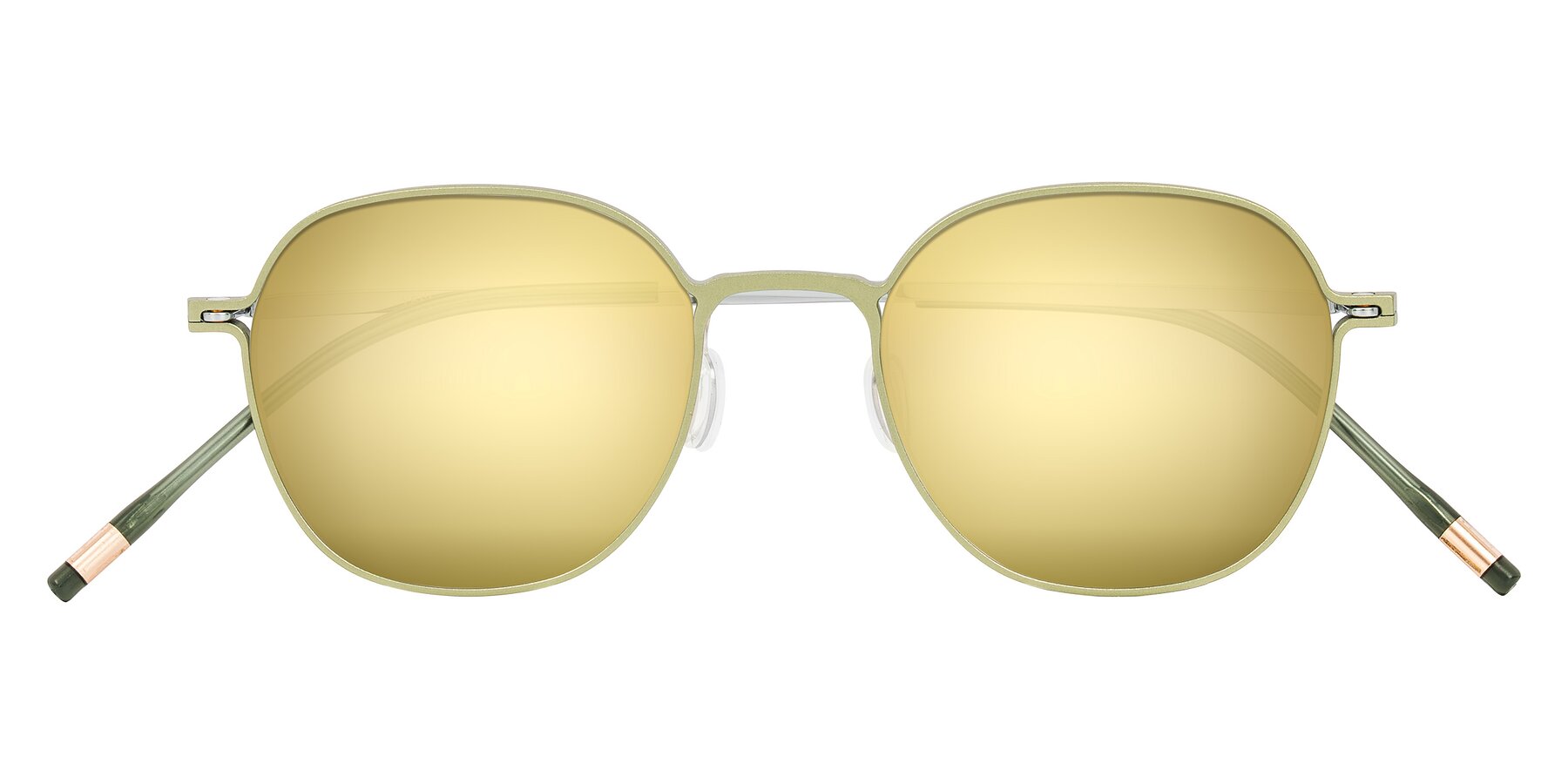 Folded Front of Lytle in Matte Olive/Silver with Gold Mirrored Lenses