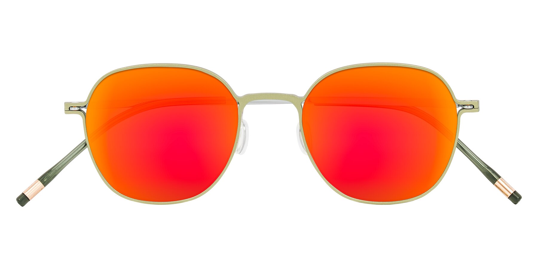 Folded Front of Lytle in Matte Olive/Silver with Red Gold Mirrored Lenses