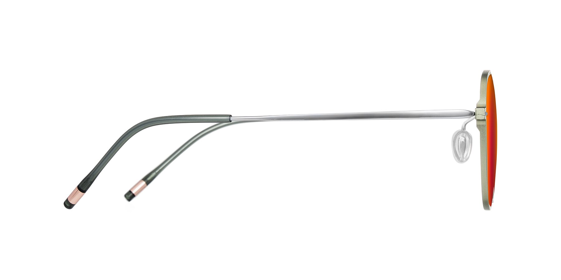 Side of Lytle in Matte Olive/Silver with Red Gold Mirrored Lenses