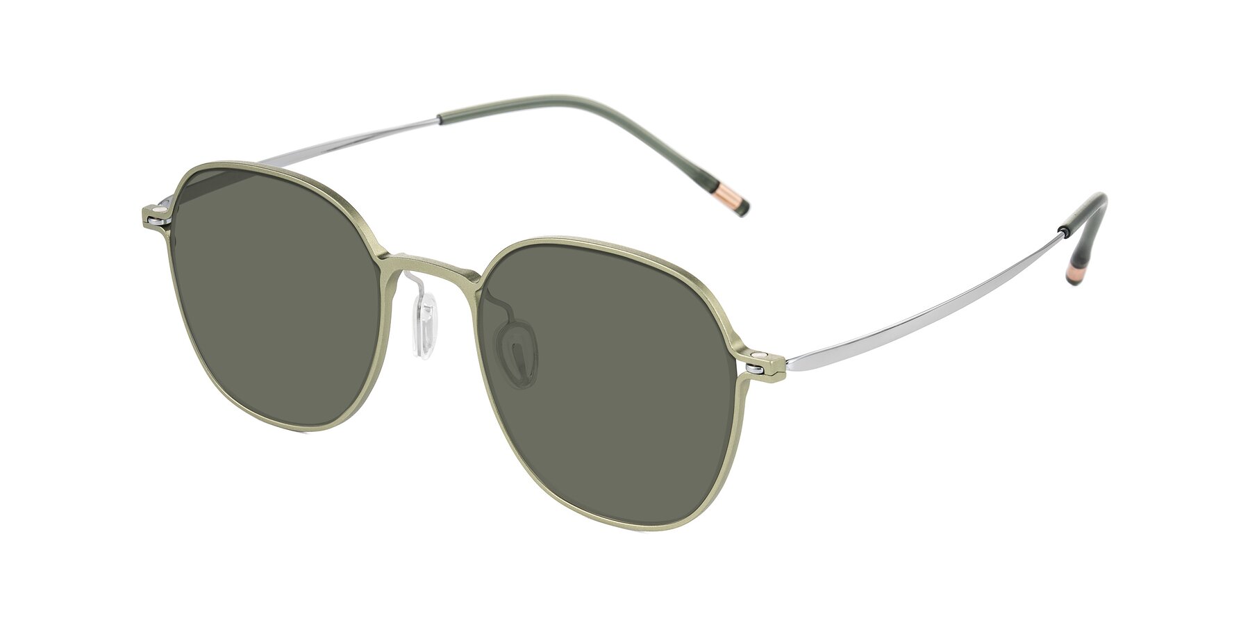 Angle of Lytle in Matte Olive/Silver with Gray Polarized Lenses