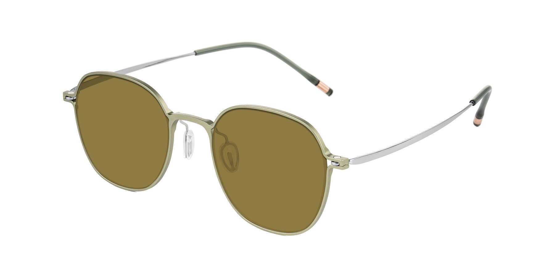 Angle of Lytle in Matte Olive/Silver with Brown Polarized Lenses