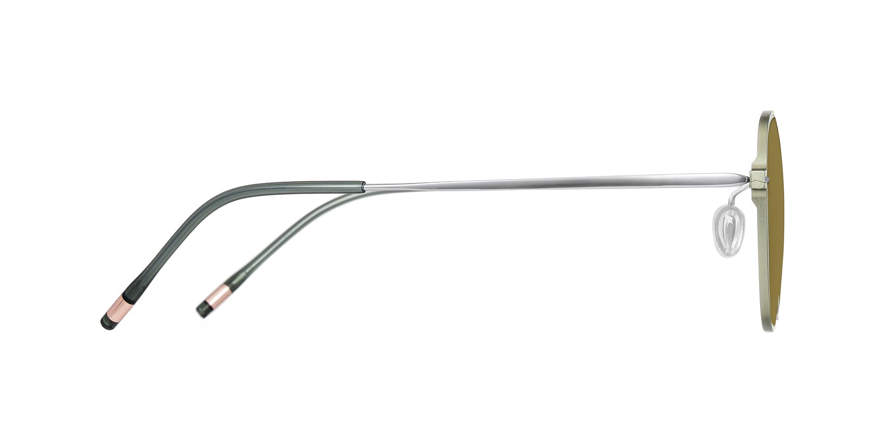 Side of Lytle in Matte Olive/Silver with Brown Polarized Lenses