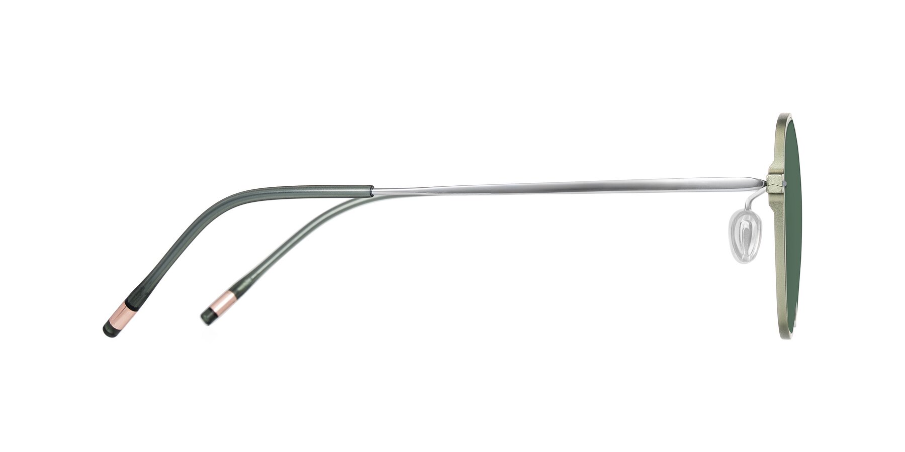Side of Lytle in Matte Olive/Silver with Green Polarized Lenses