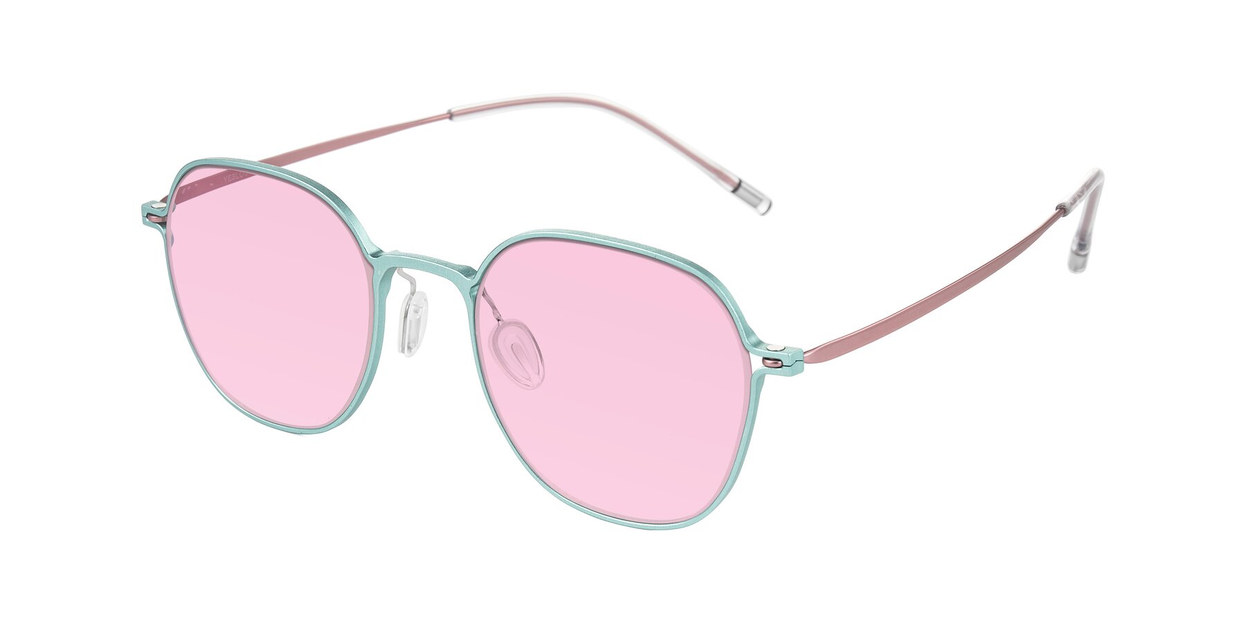 Angle of Lytle in Matte Teal/Pink with Light Pink Tinted Lenses