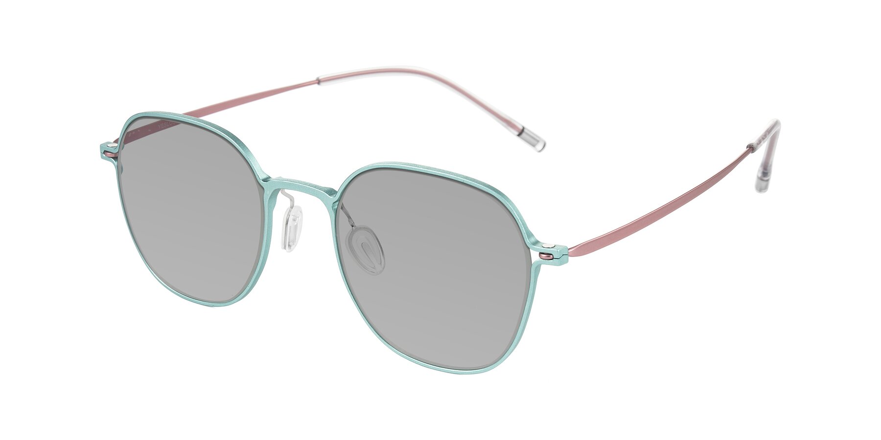 Angle of Lytle in Matte Teal/Pink with Light Gray Tinted Lenses
