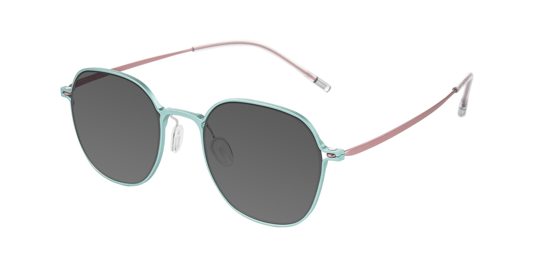 Angle of Lytle in Matte Teal/Pink with Medium Gray Tinted Lenses