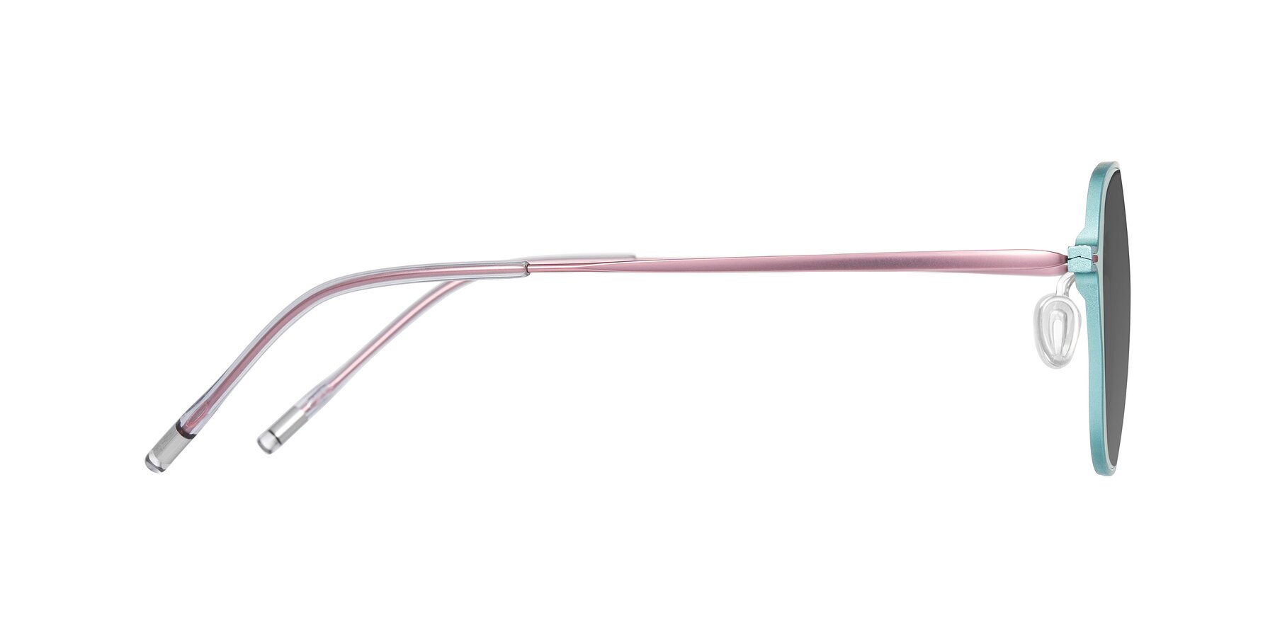 Side of Lytle in Matte Teal/Pink with Medium Gray Tinted Lenses