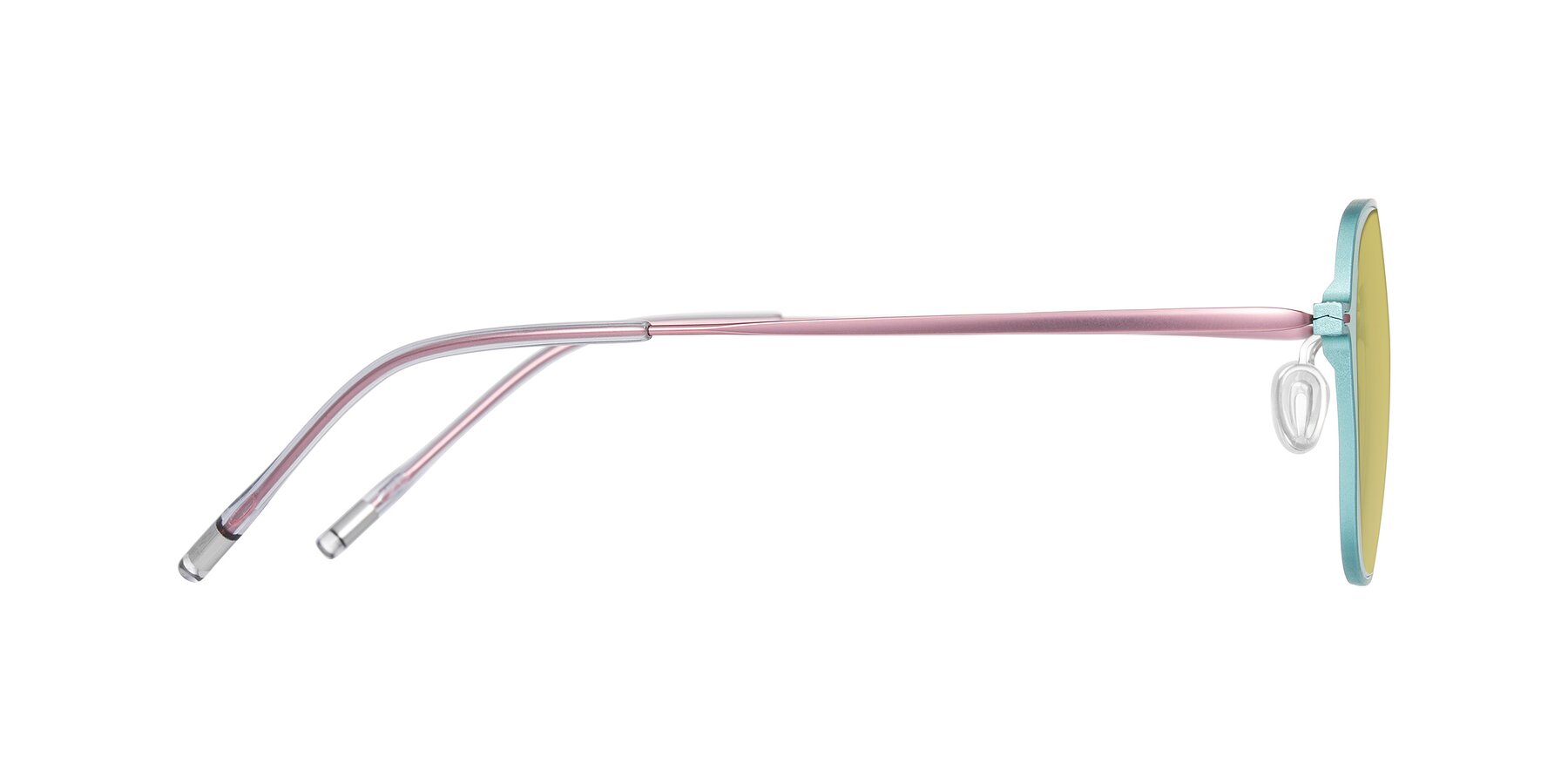 Side of Lytle in Matte Teal/Pink with Medium Champagne Tinted Lenses