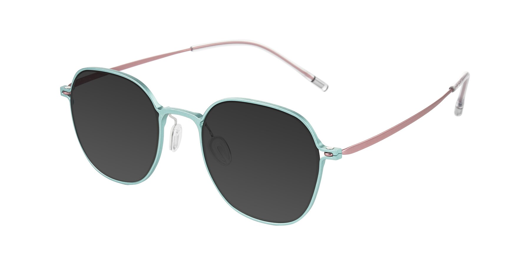 Angle of Lytle in Matte Teal/Pink with Gray Tinted Lenses