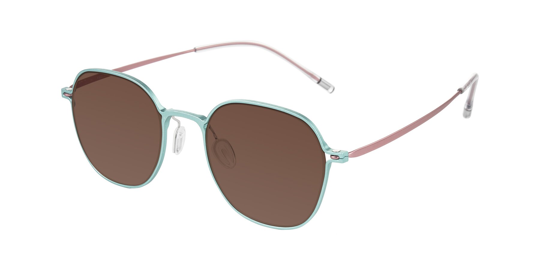 Angle of Lytle in Matte Teal/Pink with Brown Tinted Lenses