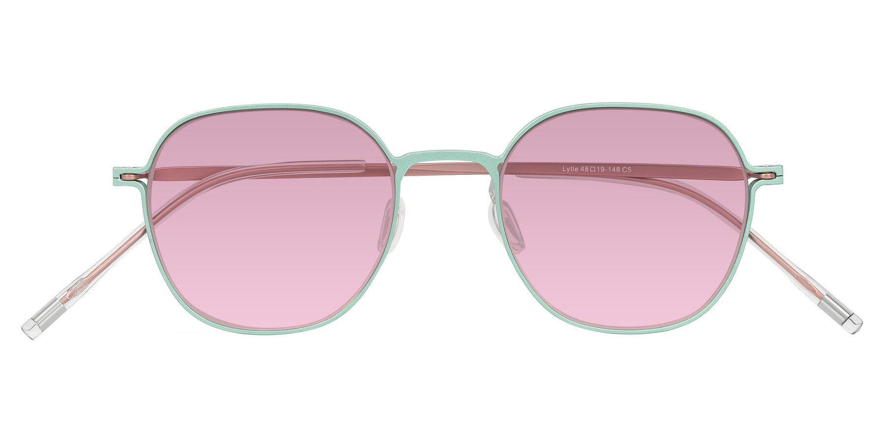 Folded Front of Lytle in Matte Teal/Pink with Light Wine Tinted Lenses