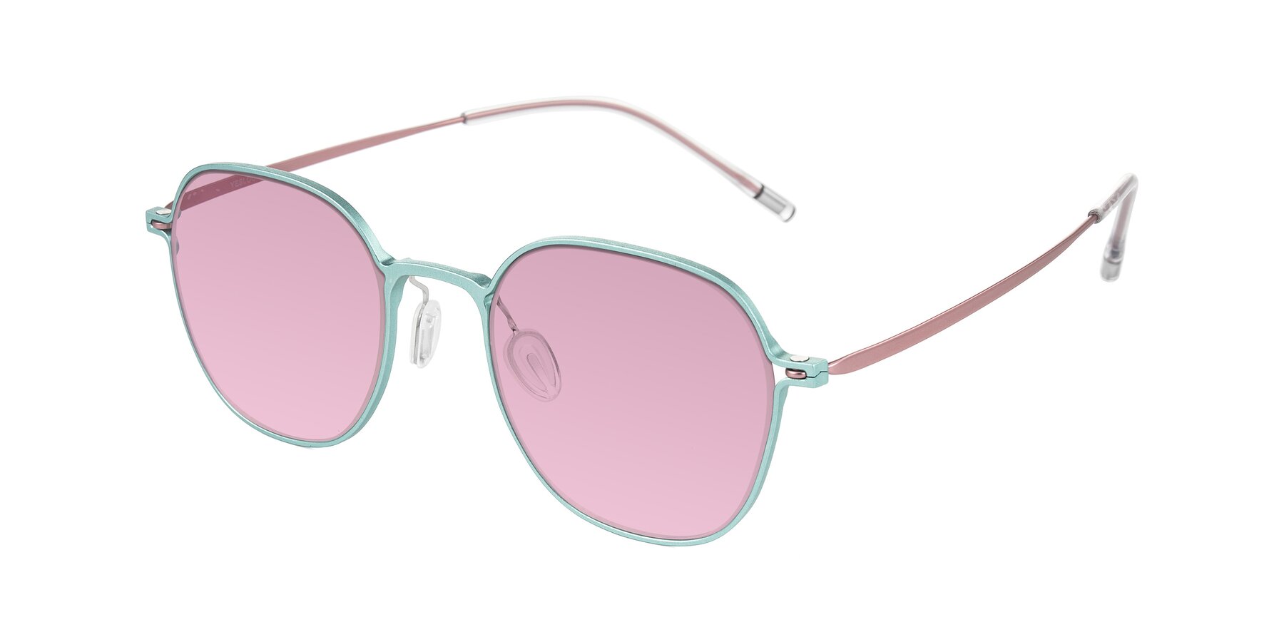 Angle of Lytle in Matte Teal/Pink with Light Wine Tinted Lenses