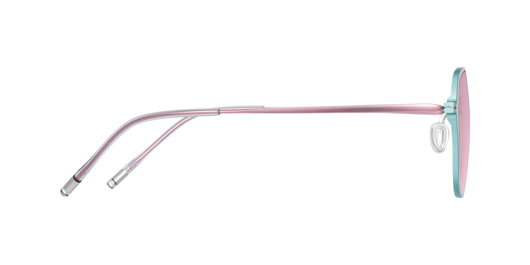 Side of Lytle in Matte Teal/Pink with Light Wine Tinted Lenses