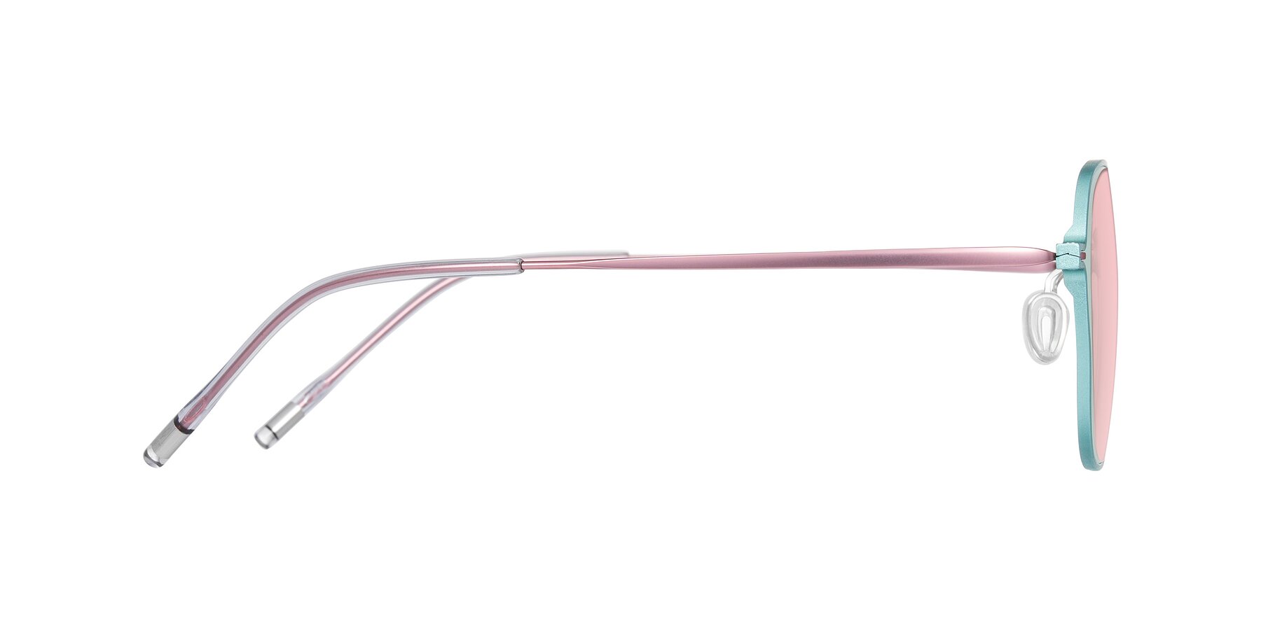 Side of Lytle in Matte Teal/Pink with Light Garnet Tinted Lenses