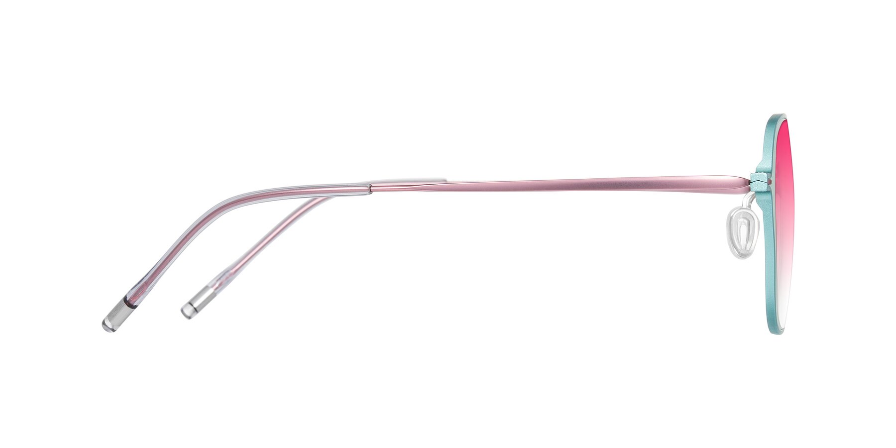 Side of Lytle in Matte Teal/Pink with Pink Gradient Lenses