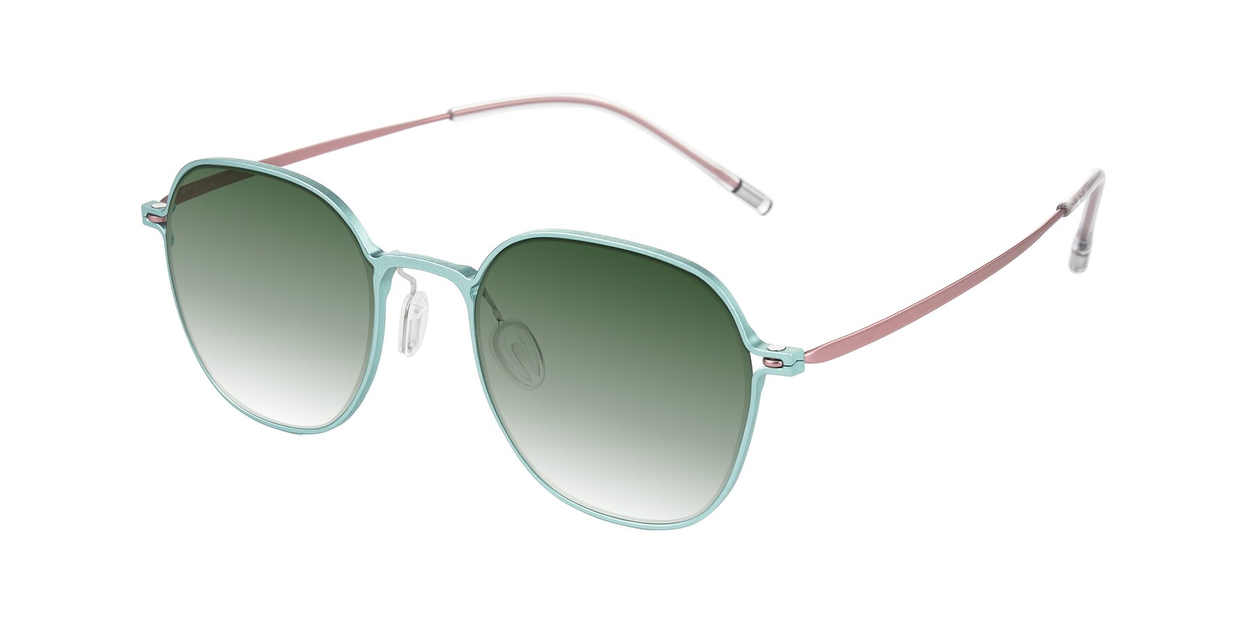 Angle of Lytle in Matte Teal/Pink with Green Gradient Lenses