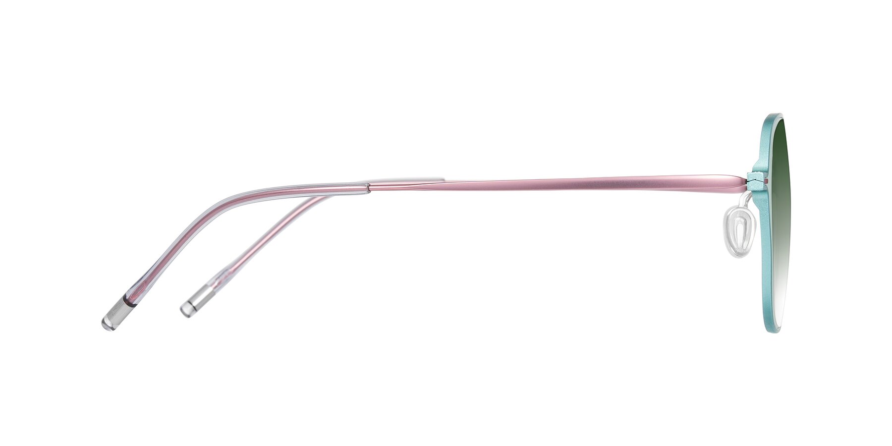 Side of Lytle in Matte Teal/Pink with Green Gradient Lenses