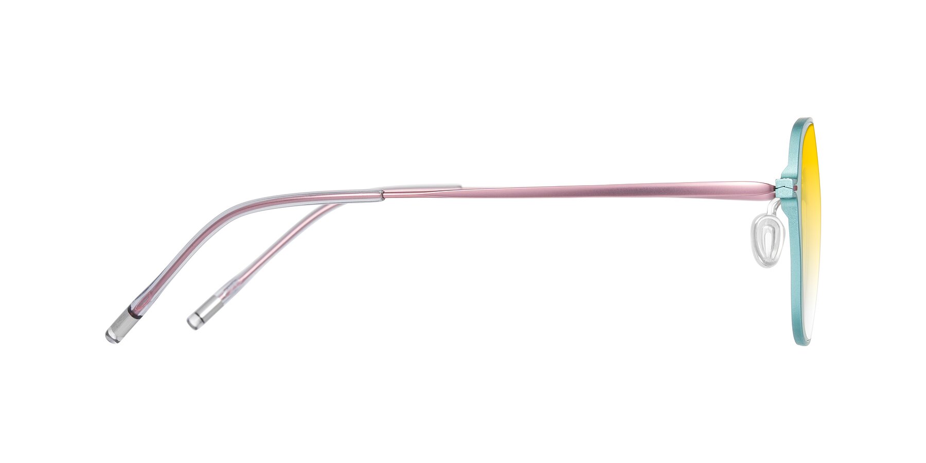 Side of Lytle in Matte Teal/Pink with Yellow Gradient Lenses