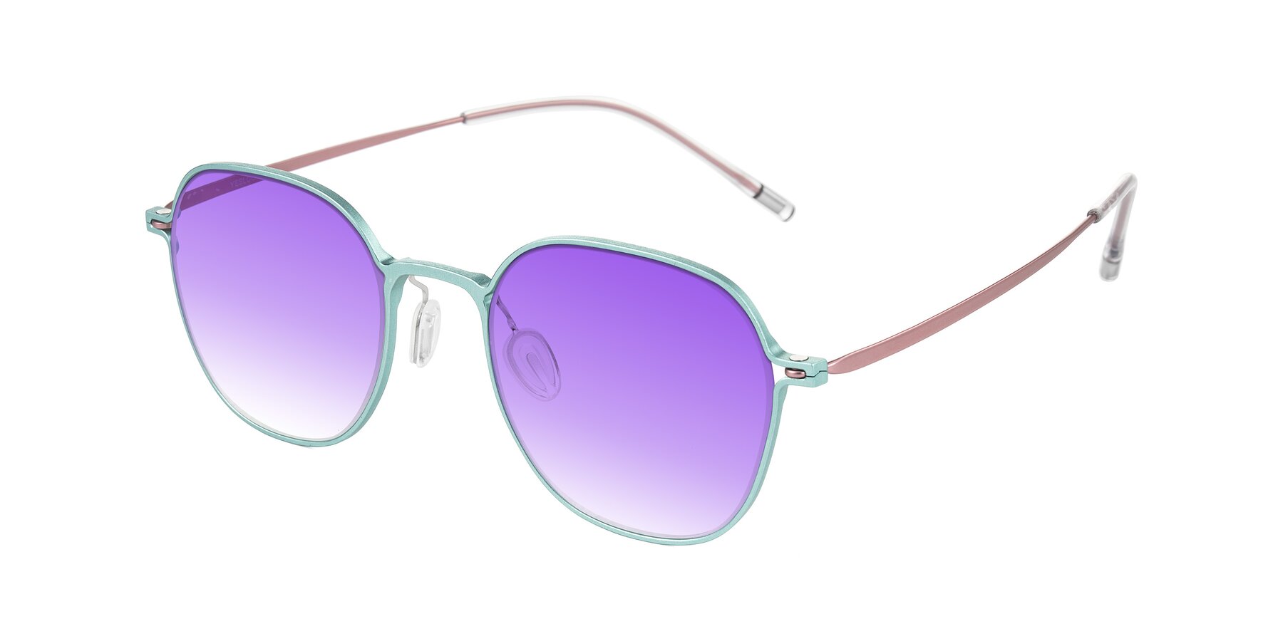 Angle of Lytle in Matte Teal/Pink with Purple Gradient Lenses