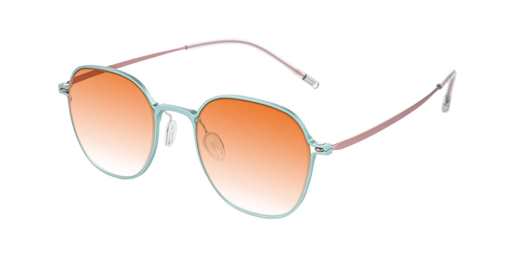 Angle of Lytle in Matte Teal/Pink with Orange Gradient Lenses