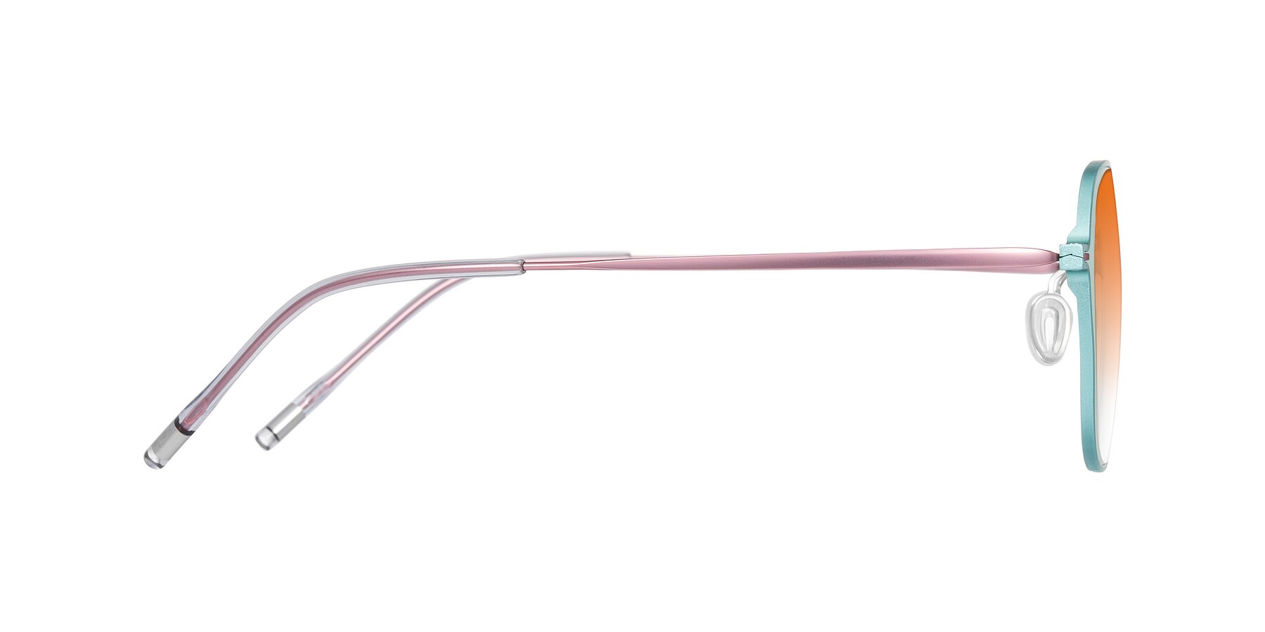 Side of Lytle in Matte Teal/Pink with Orange Gradient Lenses