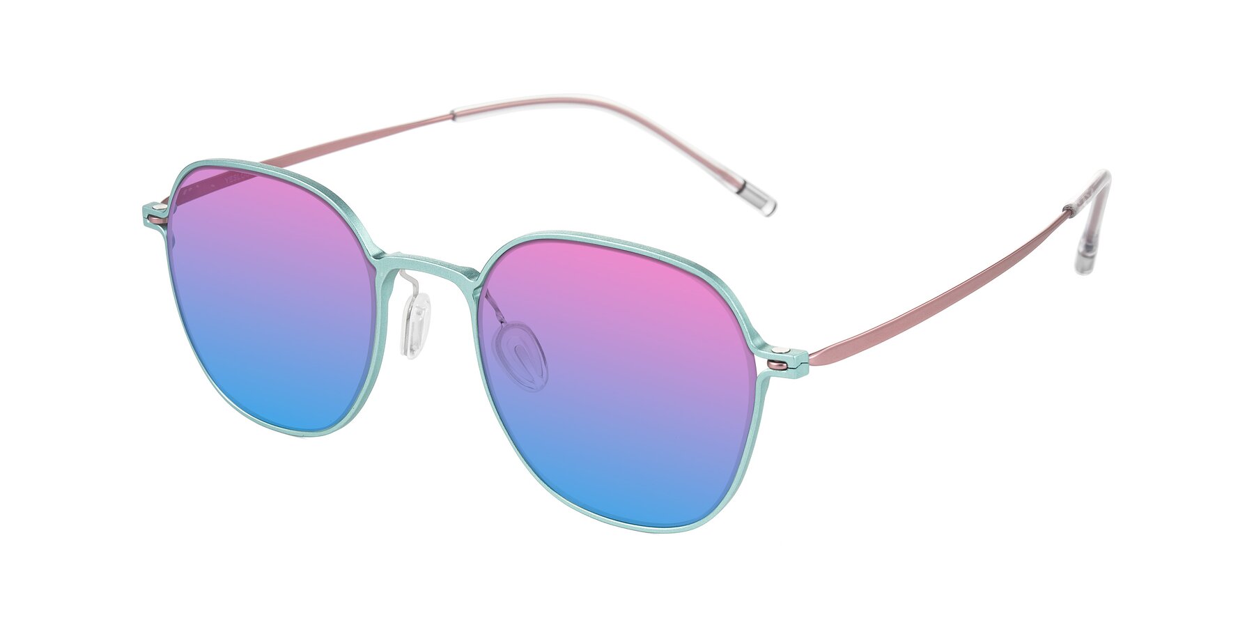 Angle of Lytle in Matte Teal/Pink with Pink / Blue Gradient Lenses