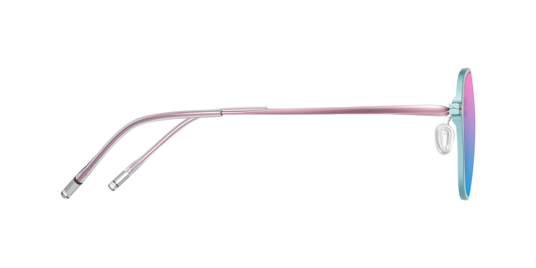Side of Lytle in Matte Teal/Pink with Pink / Blue Gradient Lenses