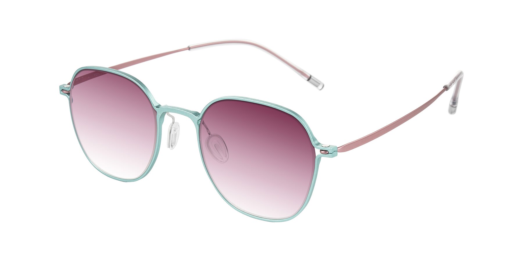 Angle of Lytle in Matte Teal/Pink with Wine Gradient Lenses