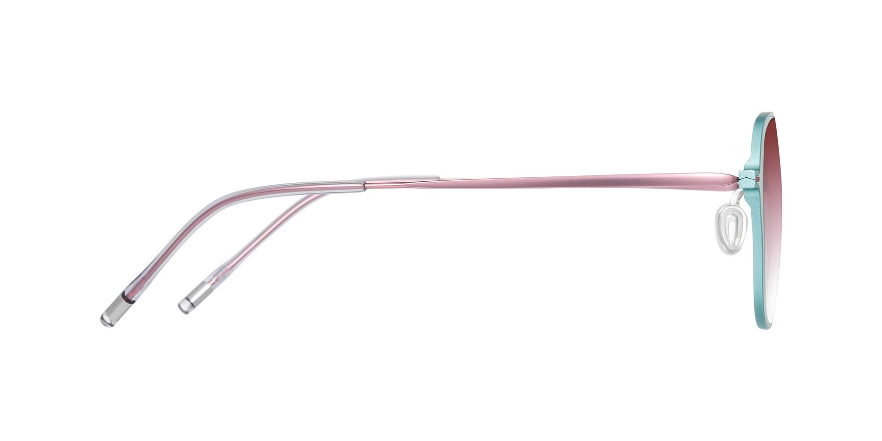 Side of Lytle in Matte Teal/Pink with Garnet Gradient Lenses
