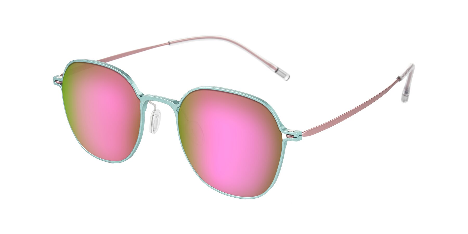 Angle of Lytle in Matte Teal/Pink with Pink Mirrored Lenses