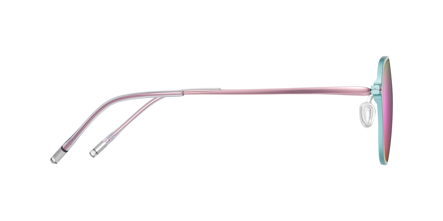 Side of Lytle in Matte Teal/Pink with Pink Mirrored Lenses