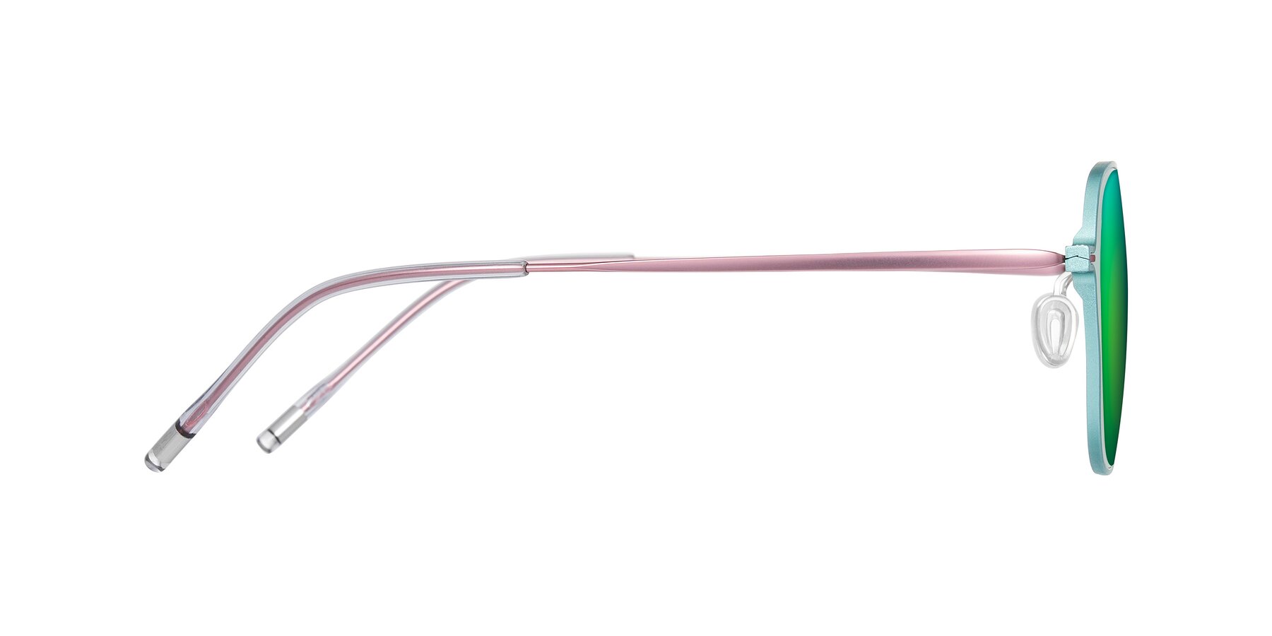 Side of Lytle in Matte Teal/Pink with Green Mirrored Lenses